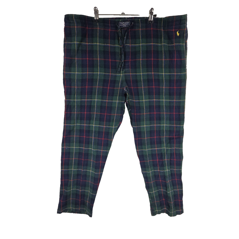 Vtg Polo Ralph Lauren Mens Large Plaid Pajama Pants Sleepwear Y2k Big & Tall